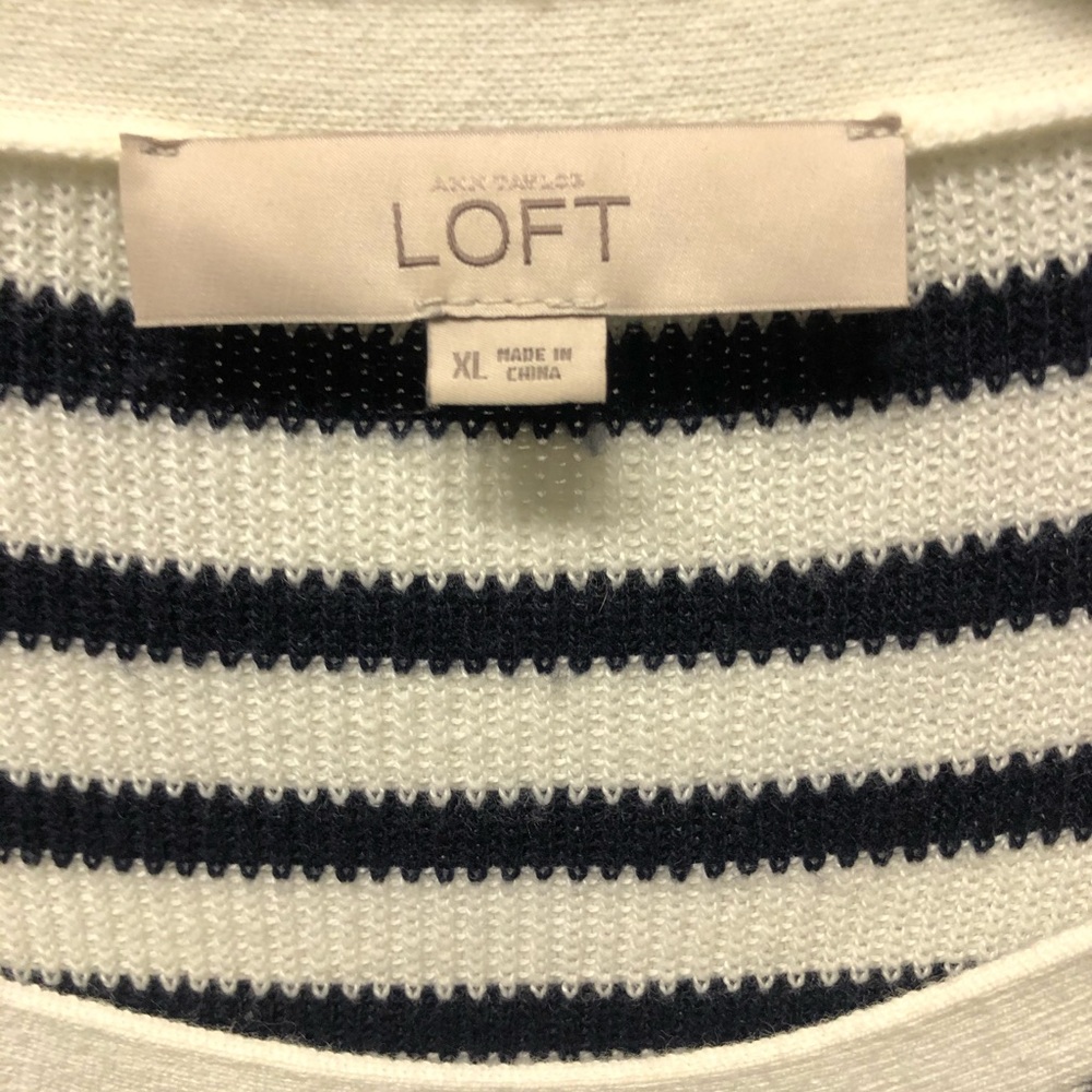 LOFT black stripe tunic sweater
